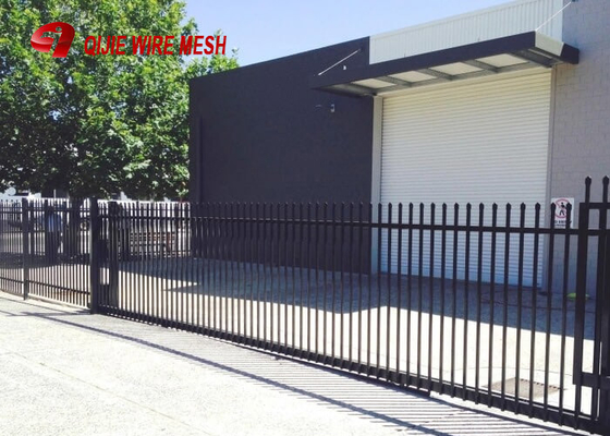 Galvanized Steel Spear Top Security Fencing Heavy Duty 2 Rail Powder Coated