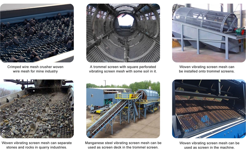 Yüksek Tensile 65 Mn Quarry Rock Crusher Vibrating için Crimped Wire Woven Screen Mesh 6