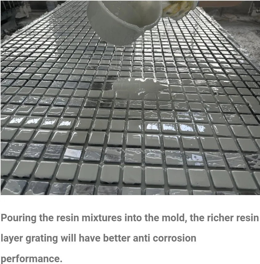 38 mm kalınlığı FRP Pultruded Grating With Gritted Surface And Bolt Fixing Installation (Gritli yüzey ve vida sabitleme kuruluşu ile FRP pultruded ızgara) 5