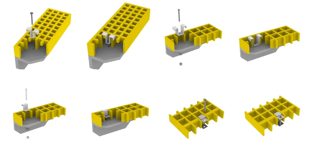 38 mm kalınlığı FRP Pultruded Grating With Gritted Surface And Bolt Fixing Installation (Gritli yüzey ve vida sabitleme kuruluşu ile FRP pultruded ızgara) 9