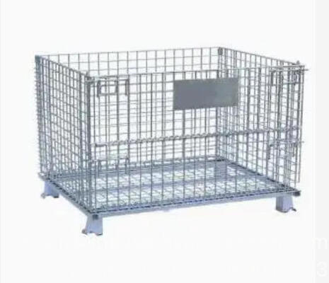 Stackable Folded Galvanized Steel Welded Heavy Duty Wire Mesh Container With Top Cover