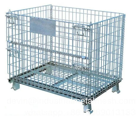 Storage Container Wire Baskets Collapsible Stillage Cage Wire Mesh Container Pallet Box Foldable Metal Storage Pallet