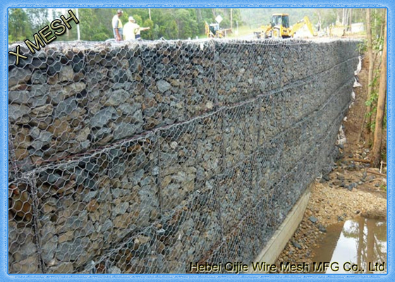 60X80mm, 3mx1mx1m Galvanizli Tel Gabion Kutu / Taş Sepet Gabion